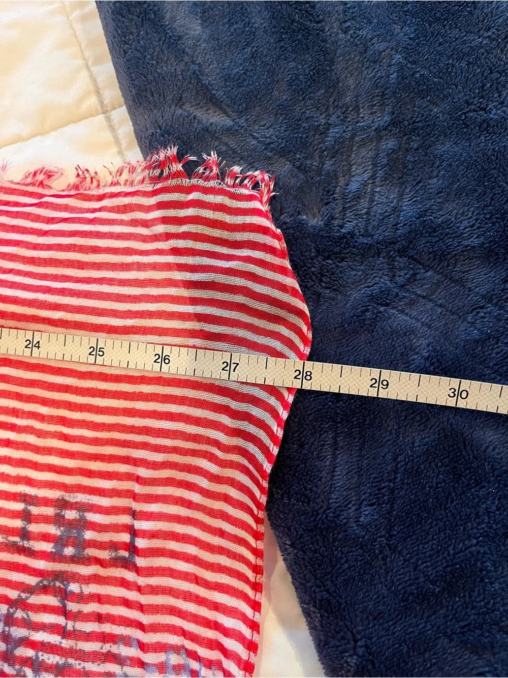 Lauren Ralph Lauren Scarf Wrap Cover Up White Red Stripes Nautical Americana
